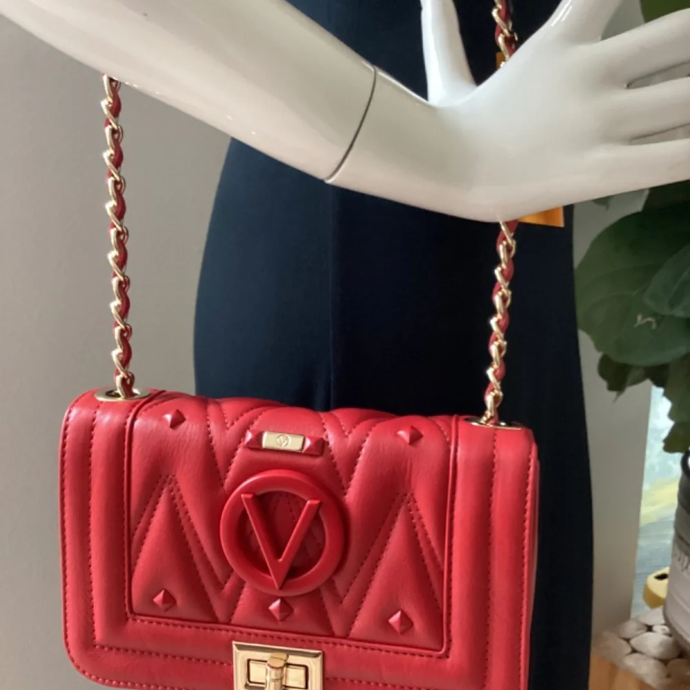 REDUCED VALENTINO by Mario Valentino Quilted Red Leather Shoulder Crossbody Bag
